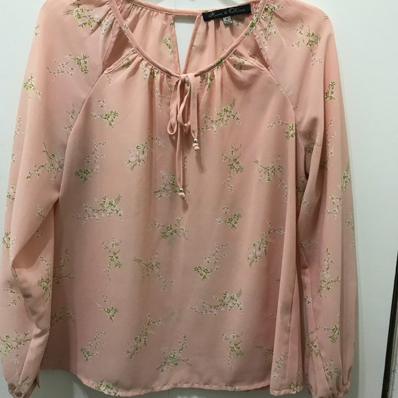 Rose & Olive Tops - Blush colored blouse with flowers